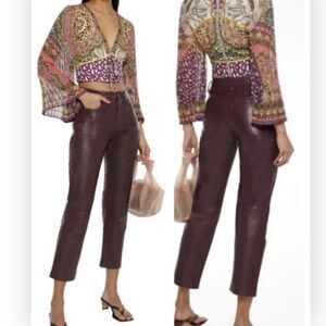 Alice & Olivia  Chelsea Cropped Printed Crepe De Chine Top 10 NEW $350